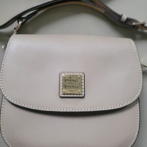 Dooney & Bourke Light Taupe Beacon Leather  Saddle Crossbody Bag Like New